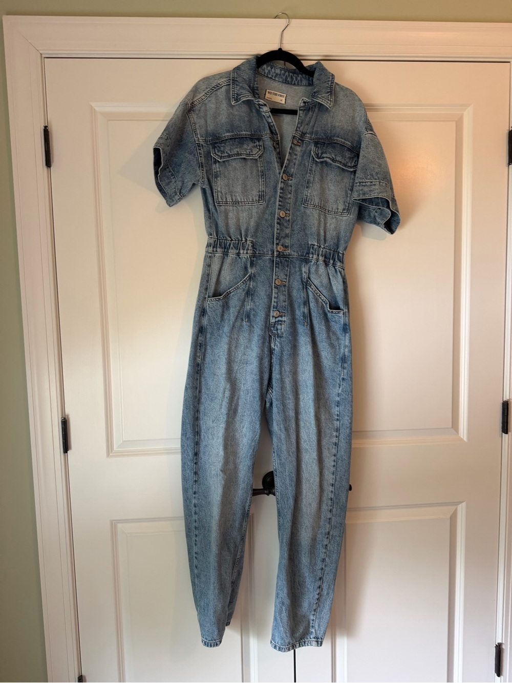 We the Free Light Wash Denim Jumpsuit